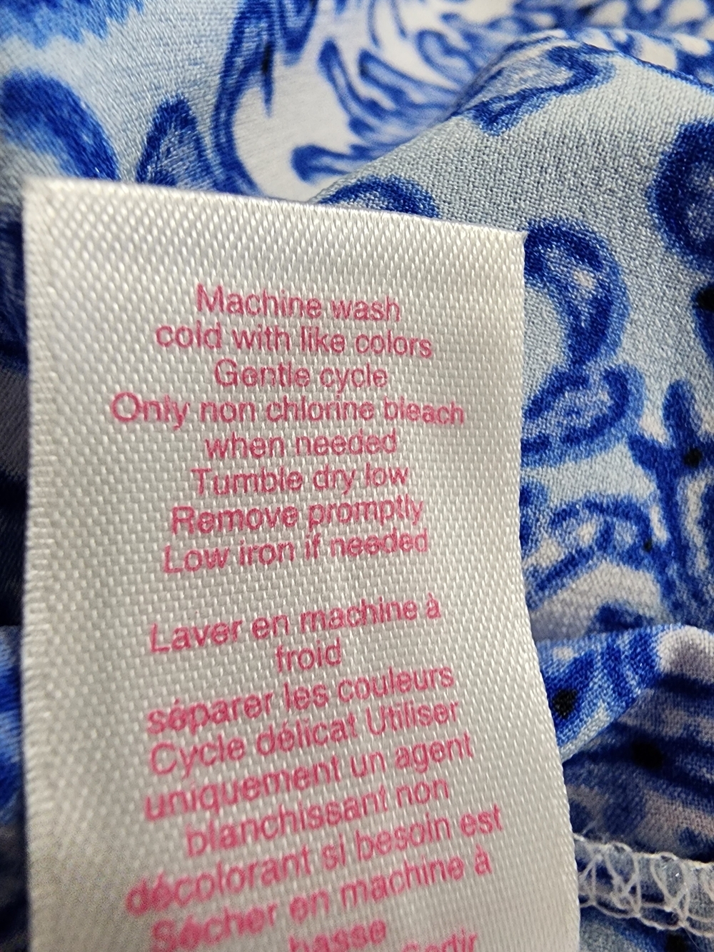 Oscar de la Renta Pink Label Blue Tile Print Caftan Lounge Dress Size Small - Picture 14 of 15